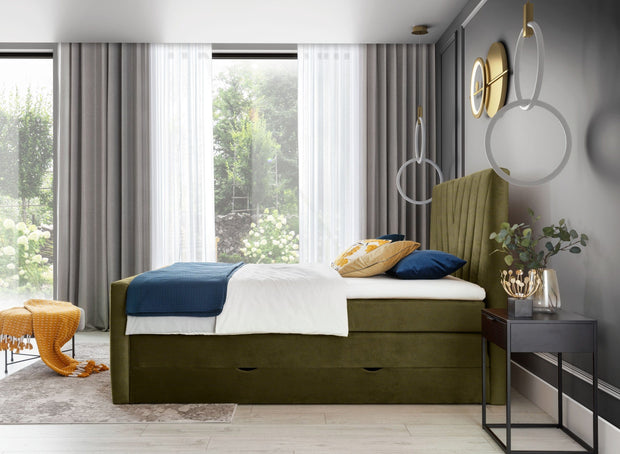 Letto Boxspring con contenitore in velluto Candys Verde (3)