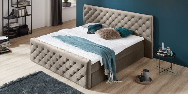 Letto Boxspring con contenitore in velluto Lauria Cappuccino (2)