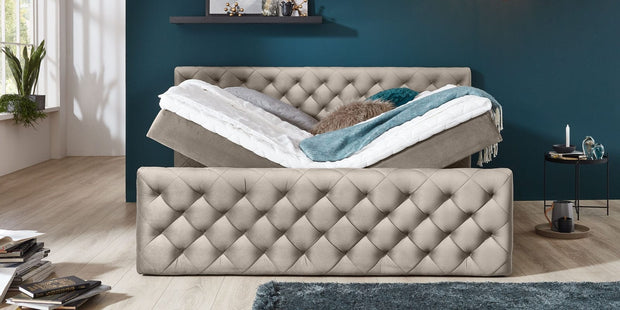 Letto Boxspring con contenitore in velluto Lauria Cappuccino (5)