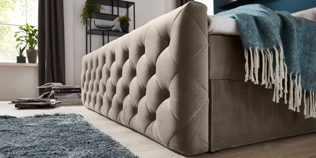 Letto Boxspring con contenitore in velluto Lauria Cappuccino (6)