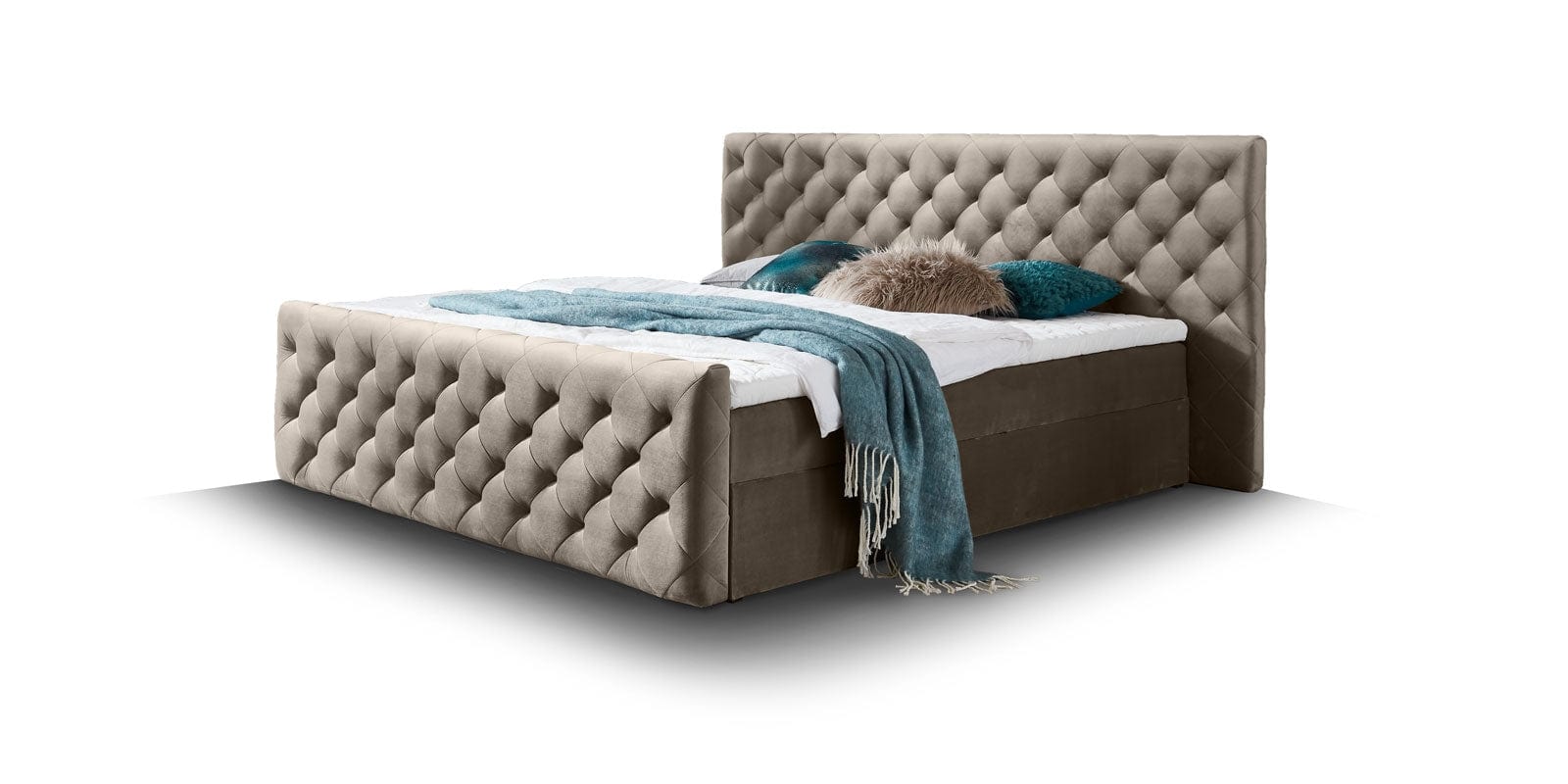 Letto Boxspring con contenitore in velluto Lauria Cappuccino (8)