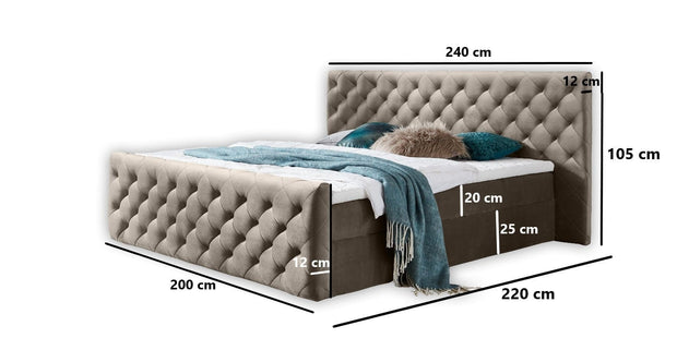 Letto Boxspring con contenitore in velluto Lauria Cappuccino (9)