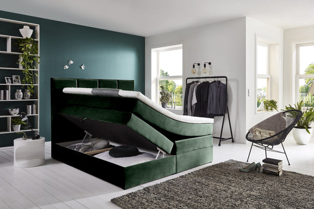 Letto Boxspring con contenitore in velluto Meran Verde (2)