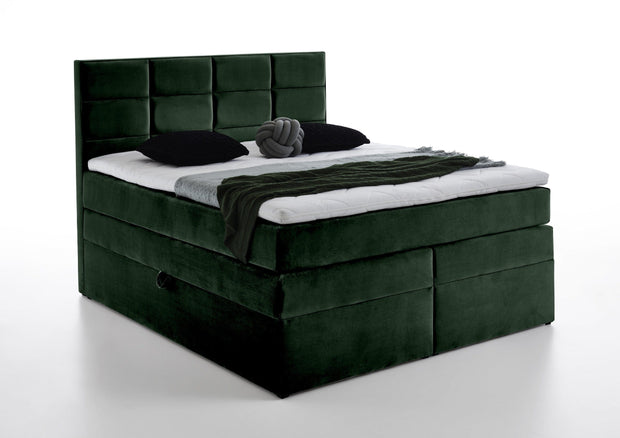 Letto Boxspring con contenitore in velluto Meran Verde (4)