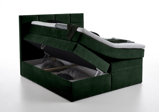 Letto Boxspring con contenitore in velluto Meran Verde (5)
