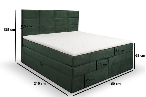 Letto Boxspring con contenitore in velluto Meran Verde (8)