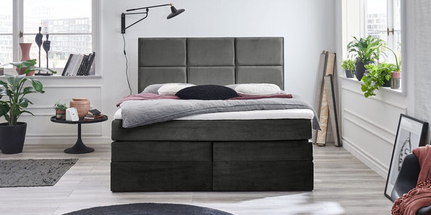 Letto Boxspring con contenitore in velluto York Antracite (2)