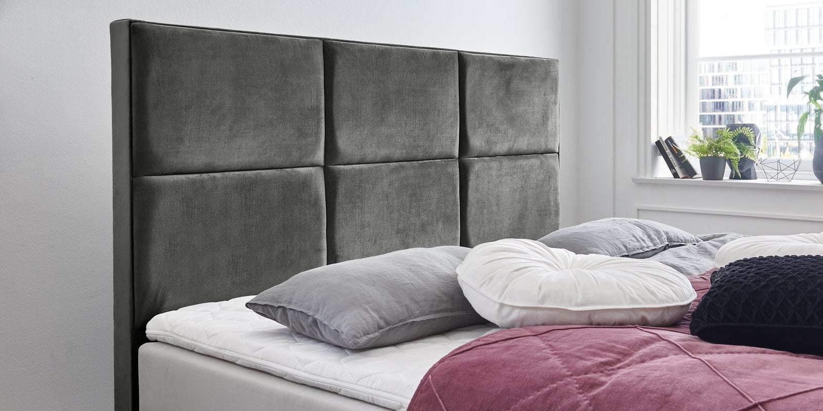 Letto Boxspring con contenitore in velluto York Antracite (7)