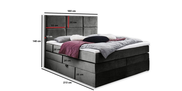 Letto Boxspring con contenitore in velluto York Antracite (10)