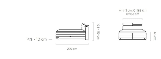 Letto Boxspring con contenitore Kanole Grigio (8)