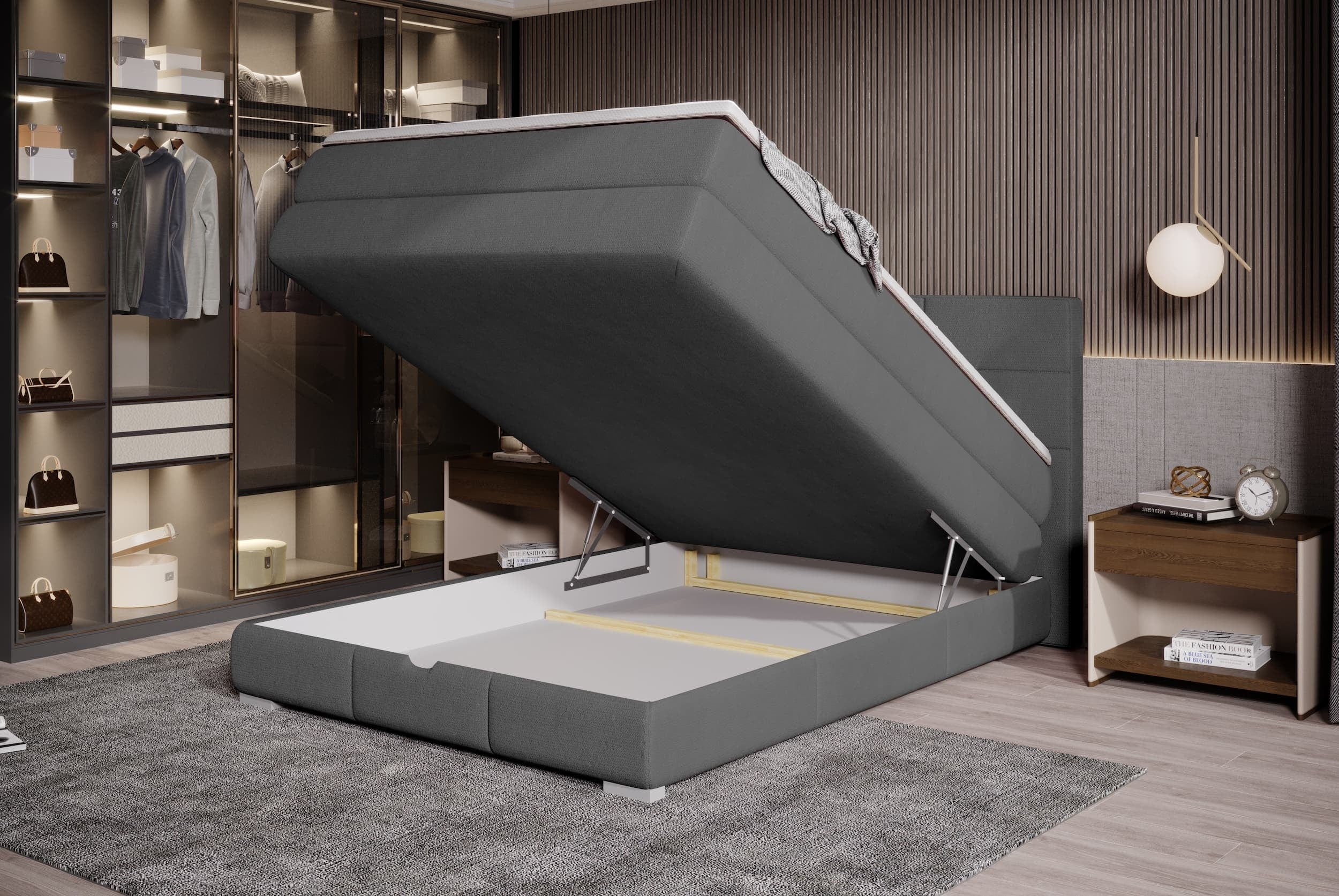 Letto Boxspring con contenitore Ritalis Grigio (1)