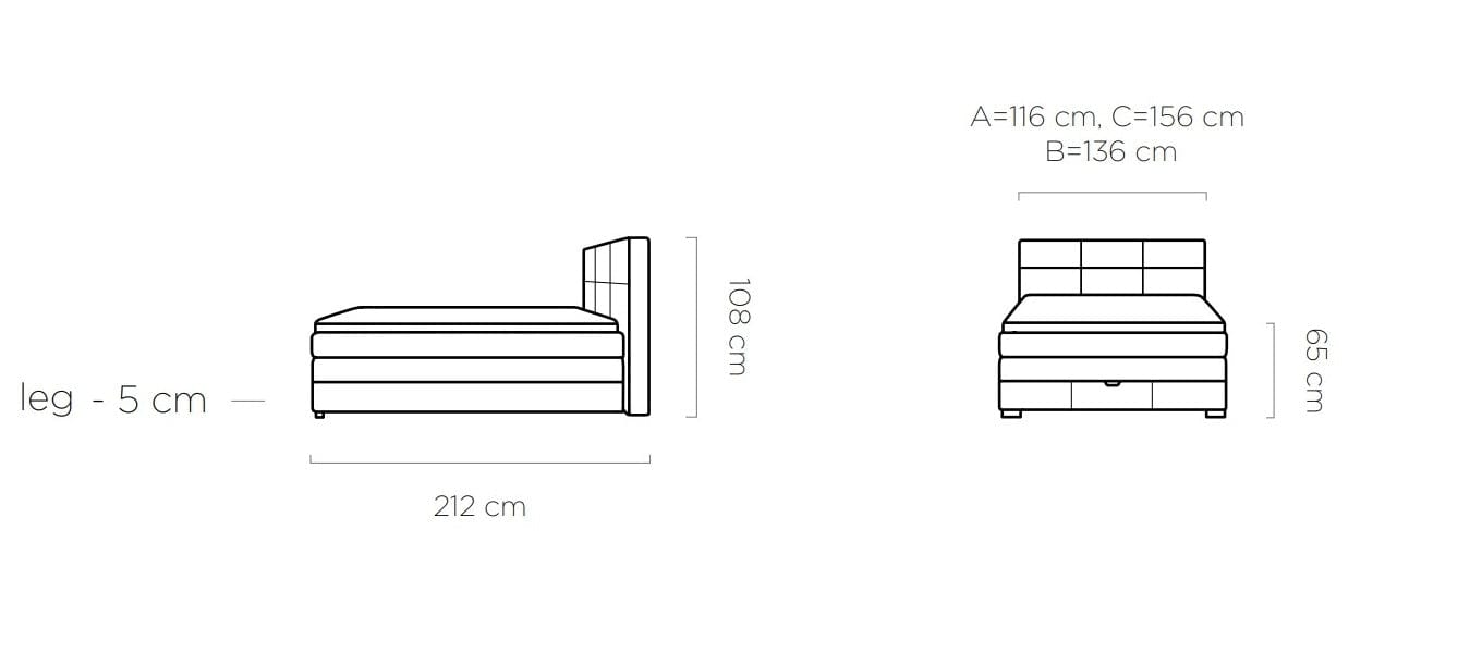 Letto Boxspring con contenitore Ritalis Grigio (6)