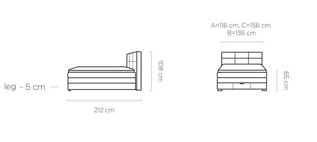 Letto Boxspring con contenitore Ritalis Grigio (6)