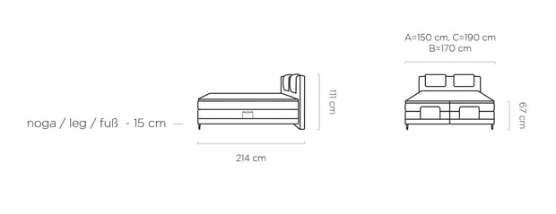 Letto Boxspring con regolabile mediante telecomando Waves Ruggine (6)