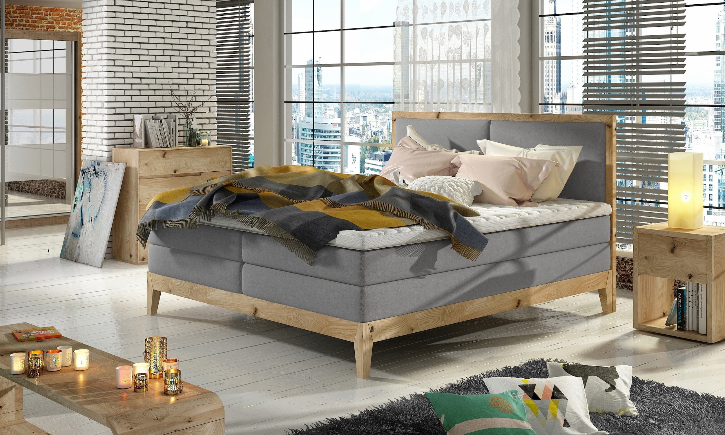 Letto Boxspring Idalis Legno Grigio & WRSLPL-PAT-IDA-BOXSPRING-WOOD & WRSLPL-PAT-IDA-BOXSPRING-WOOD
