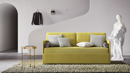 Letto da giorno con 2 cassetti in tessuto Lantanis Giallo