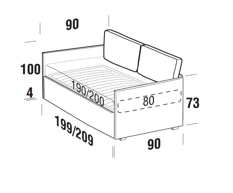 Letto da giorno con 2 cassetti in tessuto Lantanis Giallo (9)