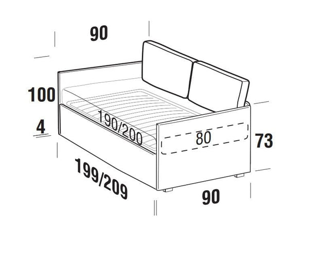 Letto da giorno con 2 cassetti in tessuto Lantanis Giallo (9)