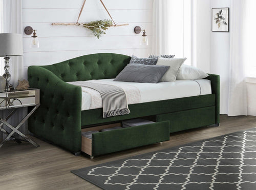 Letto da giorno con cassetti Alohari Verde & HLMP-PAT-DIVAN-SERTARE-ALOHA-DARK-GREEN