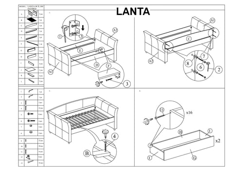 Letto da giorno con cassetti Lanton Grigio (1)