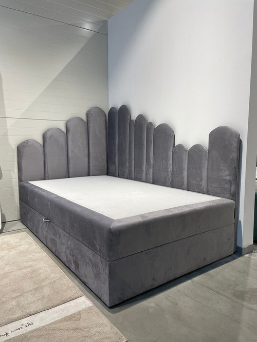 Letto da giorno con contenitore in velluto Bumps Destro Grigio & MZRPL-BED-BUMPS-RIGHT-MONOLITH-84