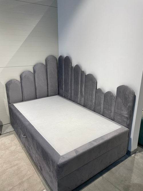 Letto da giorno con contenitore in velluto Bumps Destro Grigio (1)
