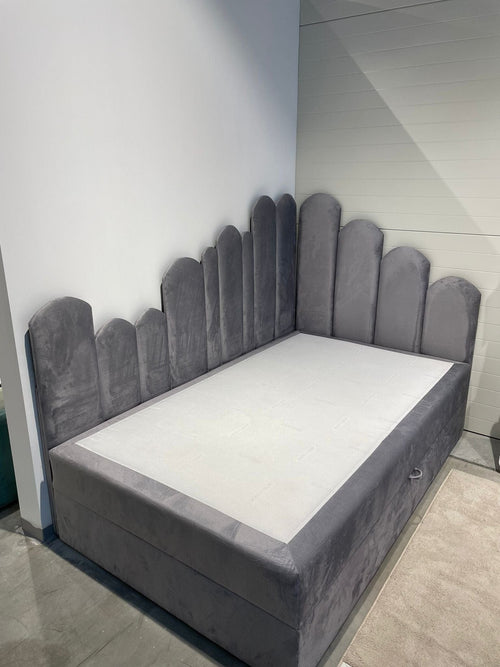 Letto da giorno con contenitore in velluto Bumps Sinistro Grigio