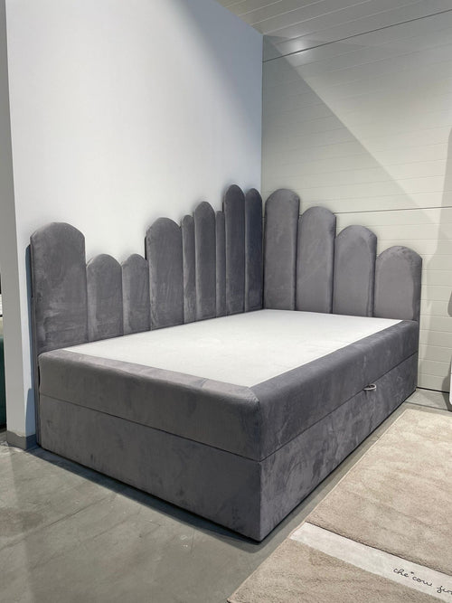 Letto da giorno con contenitore in velluto Bumps Sinistro Grigio (1)