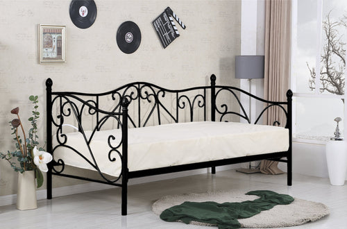 Letto da giorno in ferro Sumatera Nero