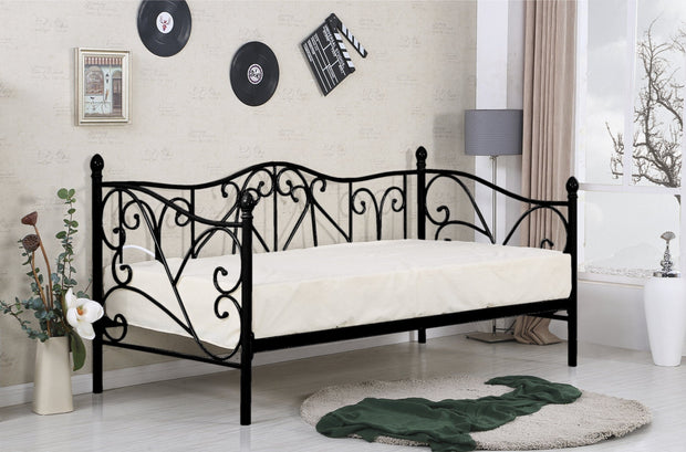 Letto da giorno in ferro Sumatera Nero