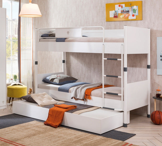 Letto giovanile a cassetti in bianco paglierino, l194xL93xH24 cm (1)