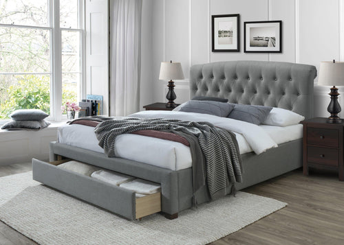 Letto imbottito con 1 cassetto Avantor Grigio