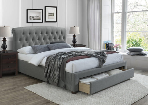 Letto imbottito con 1 cassetto Avantor Grigio (1)