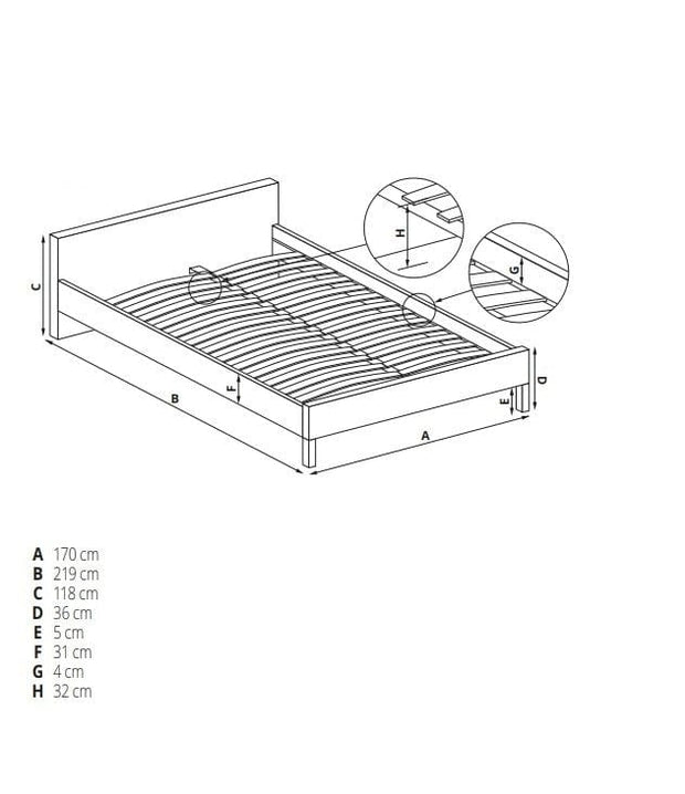 Letto imbottito con 1 cassetto Avantor Grigio (2)