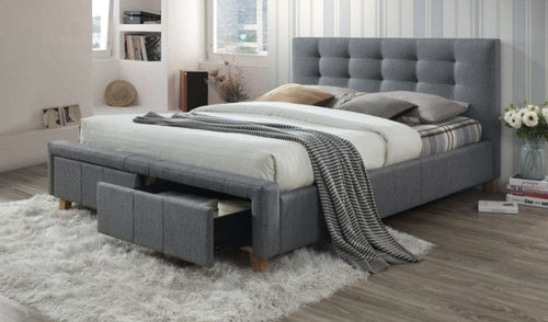 Letto imbottito con 2 cassetti Asher Grigio & SMP-PAT-ASCOT-GREY