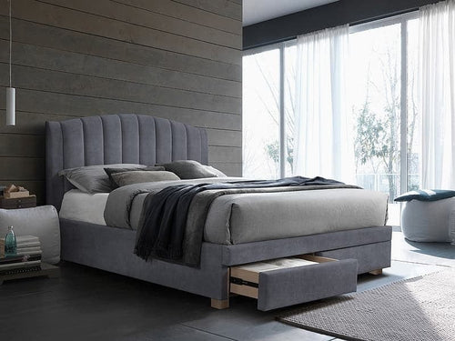 Letto imbottito con 2 cassetti Emiliya Grigio & SMP-PAT-EMOTION-VELVET-GREY