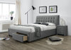 Letto imbottito con 2 cassetti Percival Grigio
