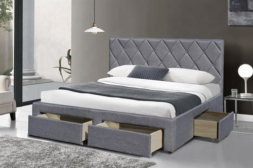 Letto imbottito con 4 cassetti Bretania Grigio