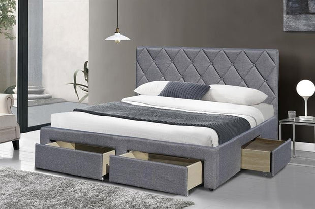 Letto imbottito con 4 cassetti Bretania Grigio