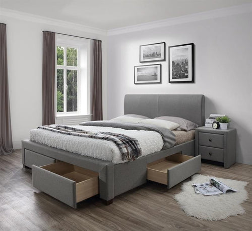 Letto imbottito con 4 cassetti Modenaris Grigio & HLMP-PAT-TAP-4SERT-MODENA-GREY