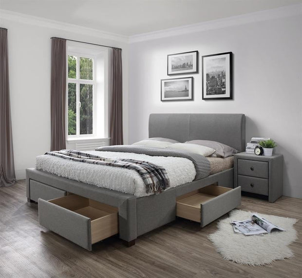 Letto imbottito con 4 cassetti Modenaris Grigio & HLMP-PAT-TAP-4SERT-MODENA-GREY