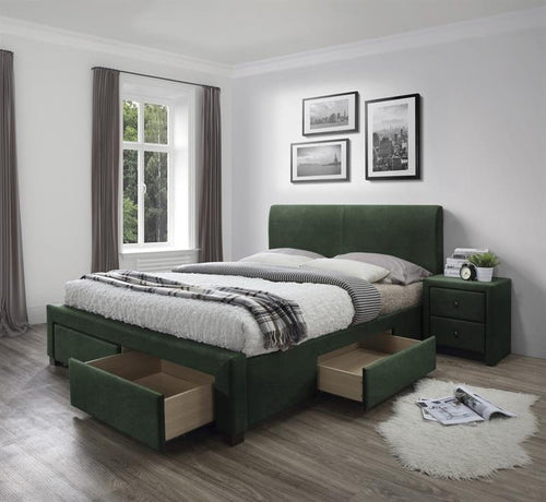 Letto imbottito con 4 cassetti Modenaris III Verde (1)