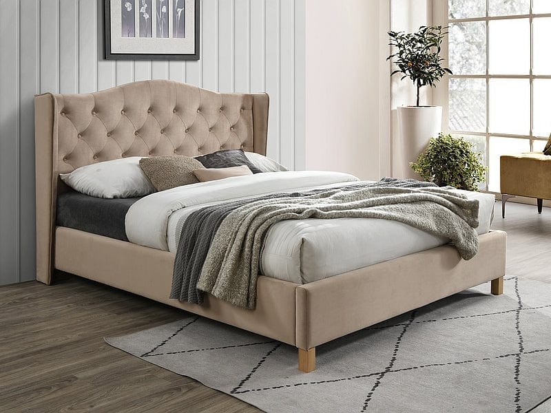 Letto in velluto Asante Beige & SMP-PAT-ASPEN-VELVET-BEIGE