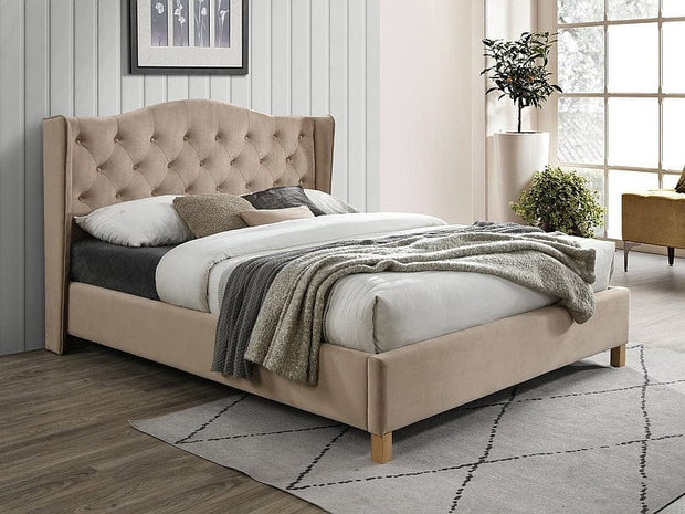 Letto in velluto Asante Beige & SMP-PAT-ASPEN-VELVET-BEIGE