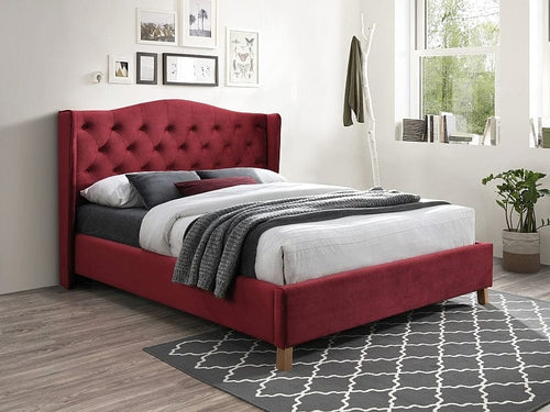 Letto in velluto Asante Bordeaux & SMP-PAT-ASPEN-VELVET-BORDEAUX