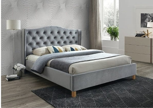 Letto in velluto Asante Grigio