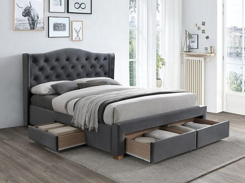 Letto in velluto Asante Grigio & SMP-PAT-ASPEN-II-VELVET-GRAY