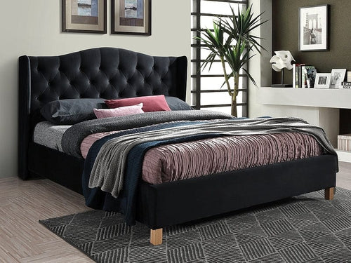 Letto in velluto Asante Nero & SMP-PAT-ASPEN-VELVET-BLACK
