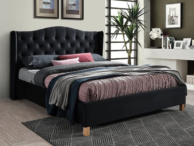 Letto in velluto Asante Nero & SMP-PAT-ASPEN-VELVET-BLACK