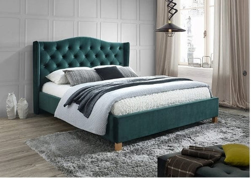 Letto in velluto Asante Verde